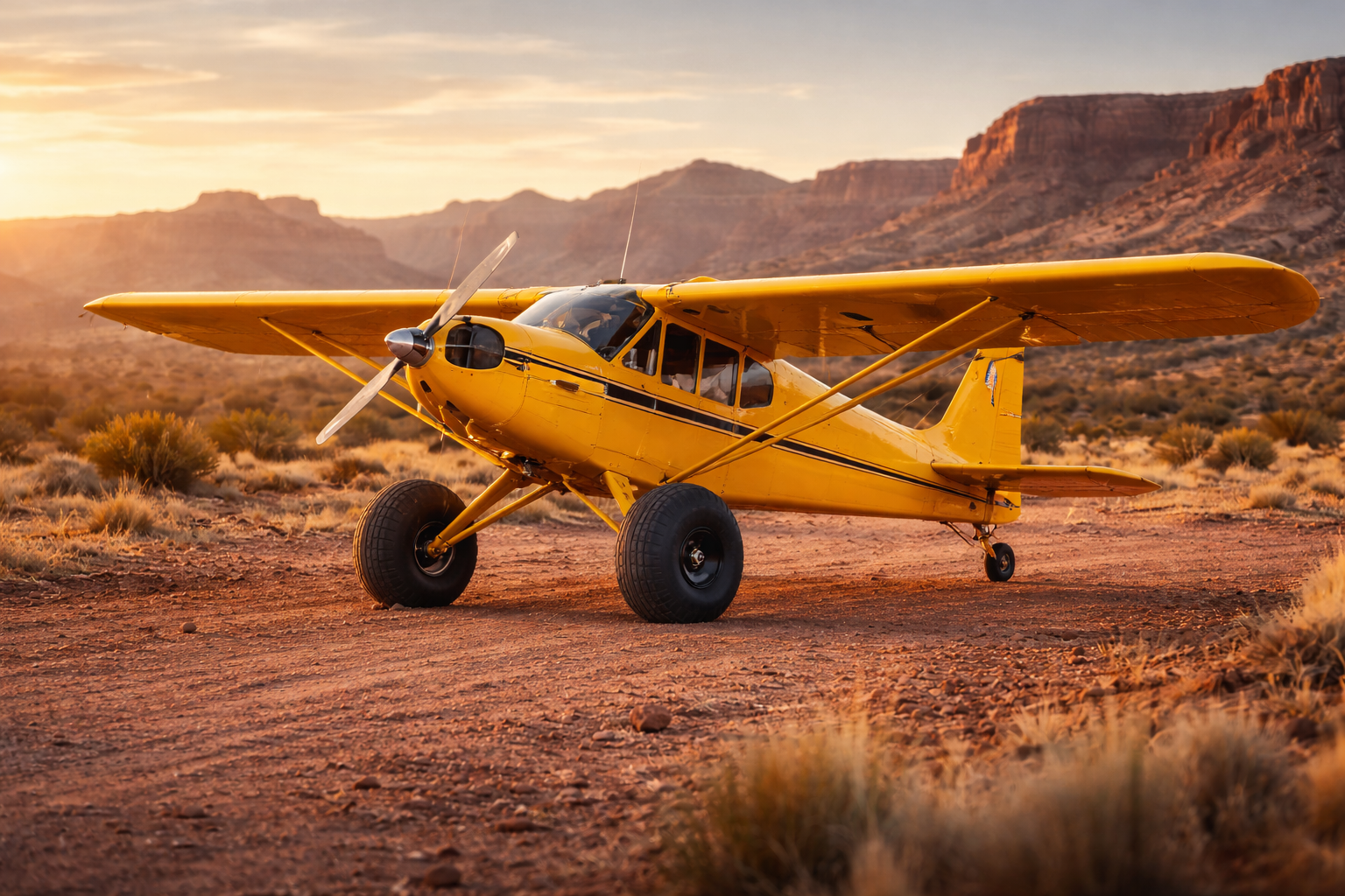 Hot-rodded Piper Super Cub on a backcountry strip